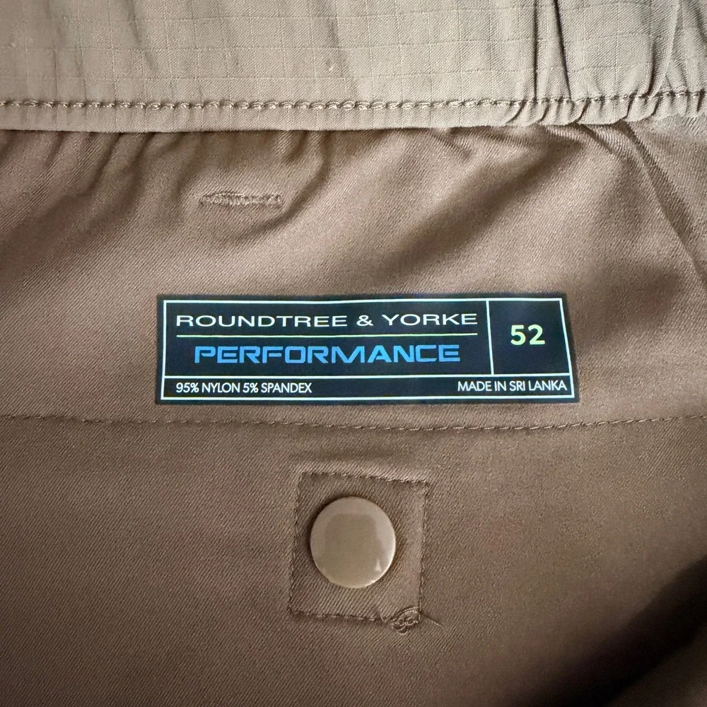 Roundtree‎ & Yorke Performance Cargo Shorts Mens 52 Brown Ripstop 9 Inseam NEW